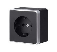 Розетка Накладные механизмы Gallant черный с серебром W5071134