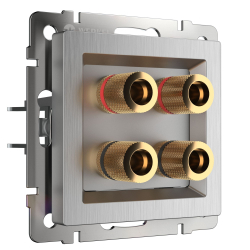 Розетка Встраиваемые механизмы серебряный рифленый WL09-AUDIOx4