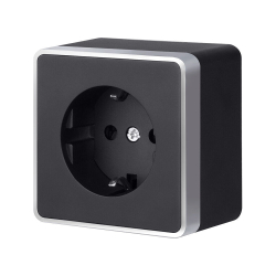 Розетка Накладные механизмы Gallant черный с серебром W5071034