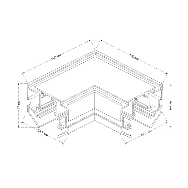 Угол соединительный для встраиваемого магнитного трека в натяжной ПВХ потолок Crystal Lux CLT 0.234 01 BL