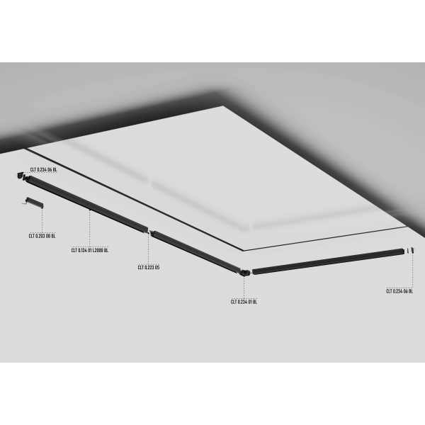 Встраиваемый магнитный трек в натяжной ПВХ потолок Crystal Lux CLT 0.134 01 L2000 BL