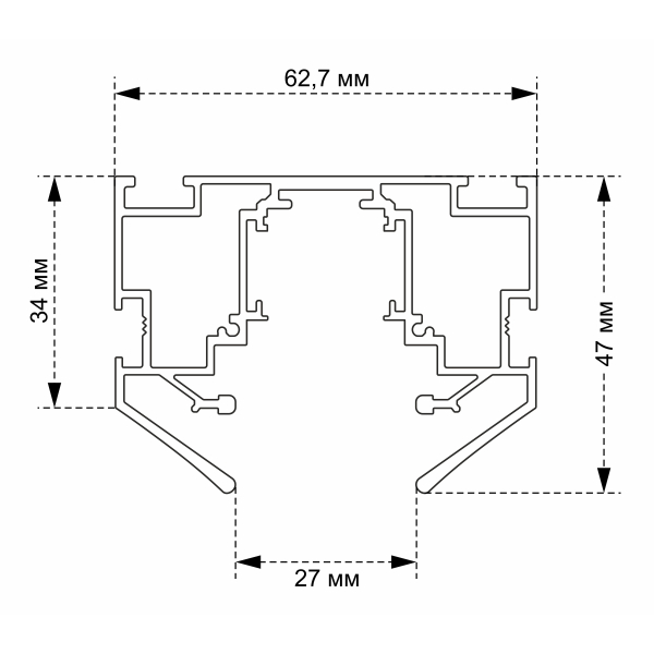 Встраиваемый магнитный трек в натяжной ПВХ потолок Crystal Lux CLT 0.134 01 L3000 BL