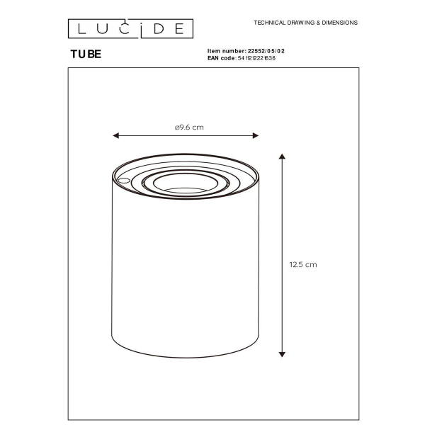 Настольная лампа Lucide Tube 22552/05/02