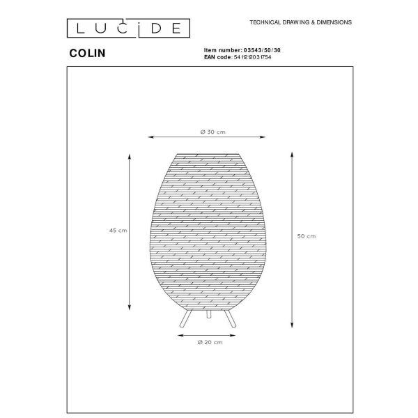 Настольная лампа Lucide Colin 03543/50/30 Настольная лампа Lucide Colin 03543/50/30