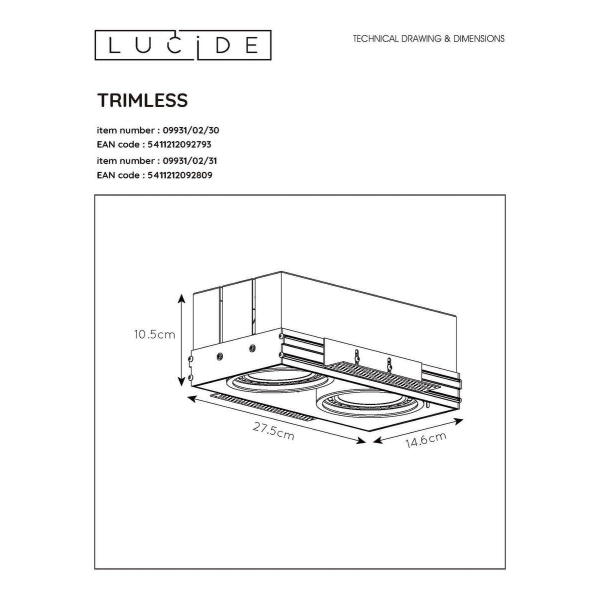 Встраиваемый светильник Lucide Trimless 09931/02/30