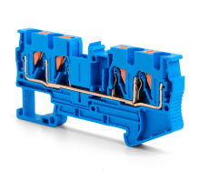 Зажим пружинный, 4-проводной проходной ЗНИ - 4 ,JXB PT 4 , синий LD574-2-40