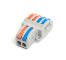 Клемма монтажная д/ подкл. фазн. проводников STEKKER, LD222-424, 2 контактные группы, 1ввод,2вывода на полюс (DIY упак 2 шт)