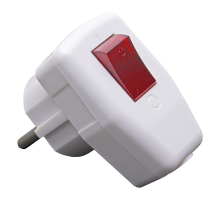 Вилка угловая с выключателем с/з STEKKER, PPG16-43-202, 250В, 16A, IP20, белый