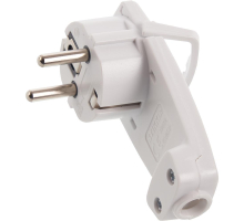 Вилка  угловая ультраплоская с кольцом с/з STEKKER, PPG16-45-202, 250В,16A, IP20, белый