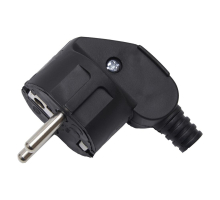 Вилка угловая с/з STEKKER, PPG16-41-202, пластик, 250В, 16A, IP20, черный