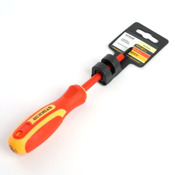 Отвертка крестовая диэлектрическая Stekker Ph 1 х 80 мм, SDE-PH1-80 39765