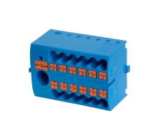 Зажим блочный (групп) для распред.тока нагрузки push-in на 12 точек, сеч 2,5 мм2, 690V,41А, 1точка интегр. питание,синий LD580 PTFIX 6-12/25