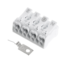 Клемма монтажная с/з STEKKER для подключения фазных проводников, 4 контактные группы (3 ввода, 3 вывода на полюс), LD294-5104