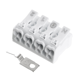 Клемма монтажная с/з STEKKER для подключения фазных проводников, 4 контактные группы (3 ввода, 3 вывода на полюс), LD294-5104