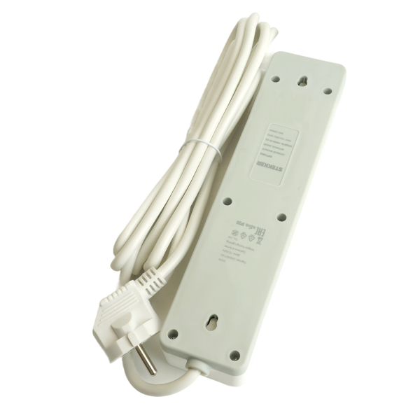 Сетевой фильтр 3-местный с/з STEKKER HM20-31-05 3x1мм2, 5 м, серия Optima, белый