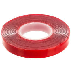 Скотч акриловый двусторонний Stekker INTP5-0812-5 0,8*12 мм,длина 5м, прозрачный, красная подложка 39145