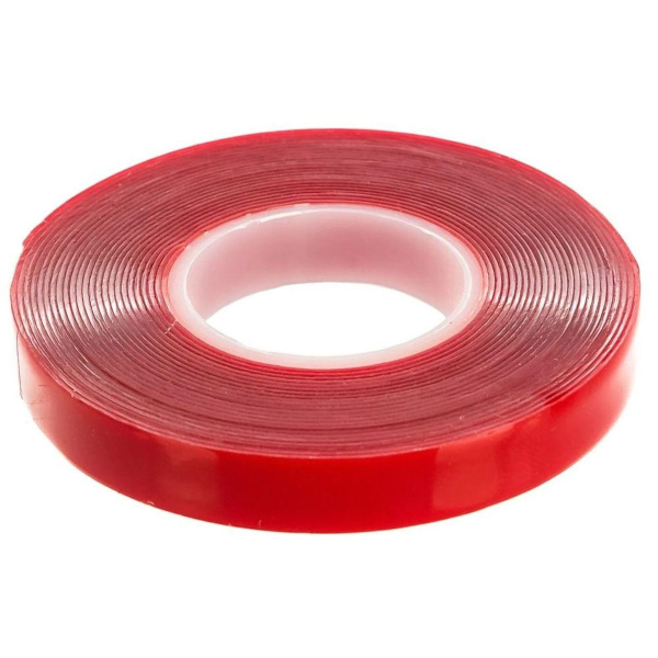 Скотч акриловый двусторонний Stekker INTP5-0812-5 0,8*12 мм,длина 5м, прозрачный, красная подложка 39145