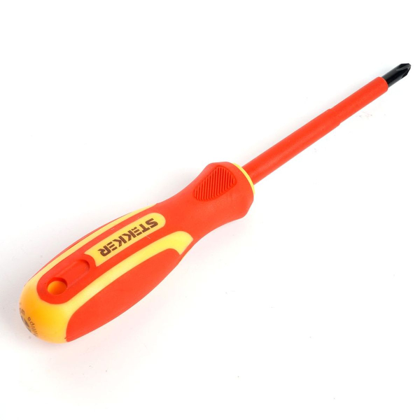 Отвертка крестовая диэлектрическая Stekker Ph 1 х 80 мм, SDE-PH1-80 39765