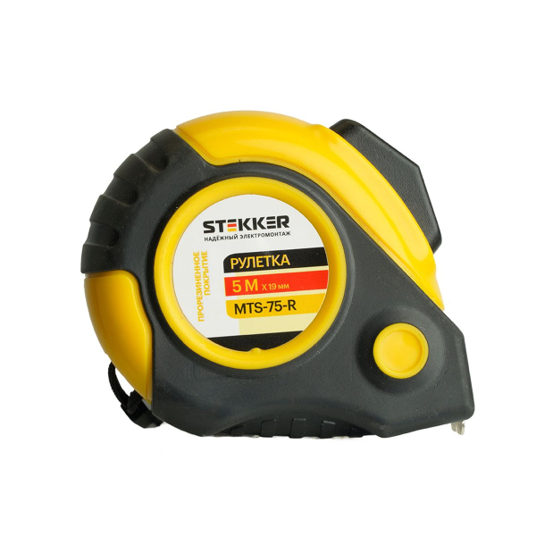 Рулетка, 5 м х 19 мм, прорезиненное покрытие, II класс точности, автостоп MTS-75-R 50202