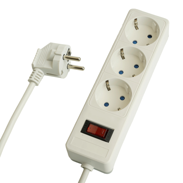 Сетевой фильтр 3-местный с/з STEKKER HM20-31-05 3x1мм2, 5 м, серия Optima, белый