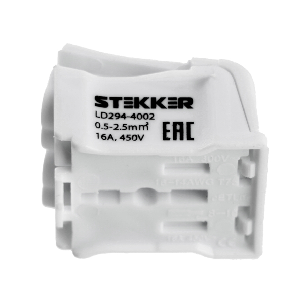 Клемма монтажная STEKKER, LD294-4002, для подключения фазных проводников, 2 контактные группы (3 ввода, 3 вывода на полюс)