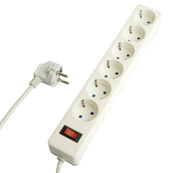 Сетевой фильтр 6-местный с/з STEKKER HM20-61-053x1мм2, 5 м, серия Optima, белый