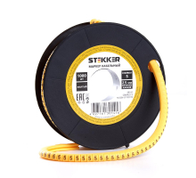 Кабель-маркер '5' для провода сеч. 6мм2 STEKKER CBMR40-5 , желтый, упаковка 500 шт