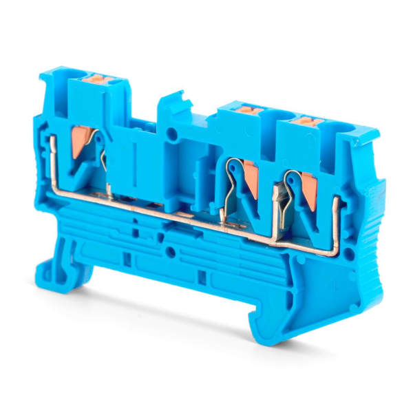 Зажим пружинный, 3-проводной проходной ЗНИ - 2,5 , JXB PT 2.5  TW, синий LD573-2-25