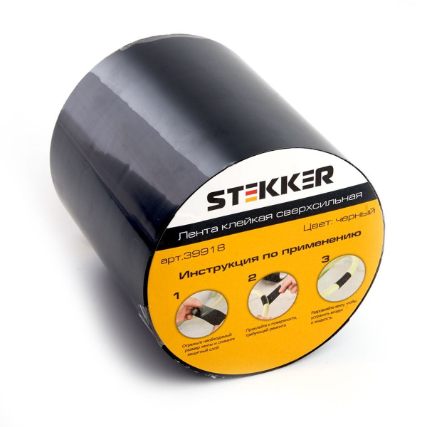Лента клейкая сверхсильная Stekker 0,7*100 мм, 1,5 м. черная INTP9-0715-10 39918