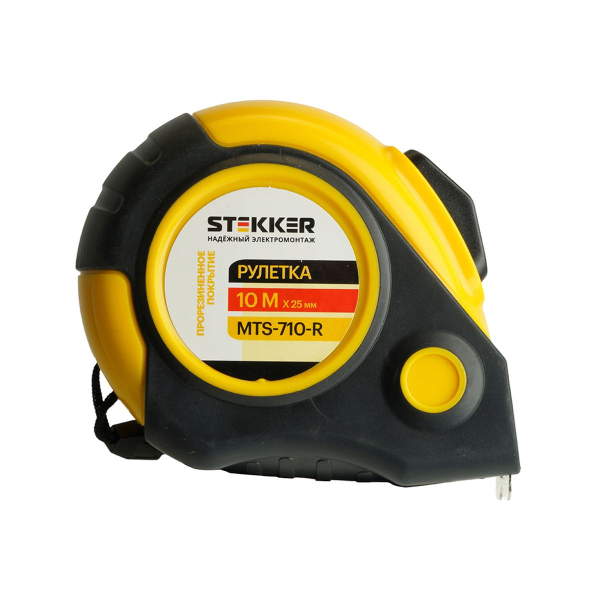 Рулетка, 10 м х 25 мм, прорезиненное покрытие, II класс точности, автостоп MTS-710-R 50204