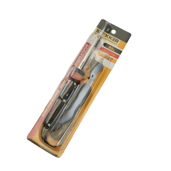 Паяльник с индикатором 60W, нихромовый нагреватель, долговечное жало, 230В Stekker PLE301-60 49809