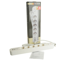 Сетевой фильтр 5-местный с/з STEKKER3x1мм2, 1,8 м, 250В, 16А, 2 USB-A+2 Type-C, серия Nova, белый