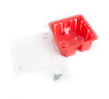 Коробка монтажная для сплошных стен, с крышкой, 92*92*45мм STEKKER EBX30-01-1-20-92, красный