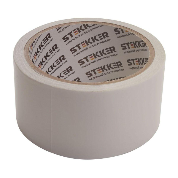 Скотч двусторонний на полипропиленовой основе Stekker INTP6-48-10 48мм*10м, прозрачный, белая подложка 39147