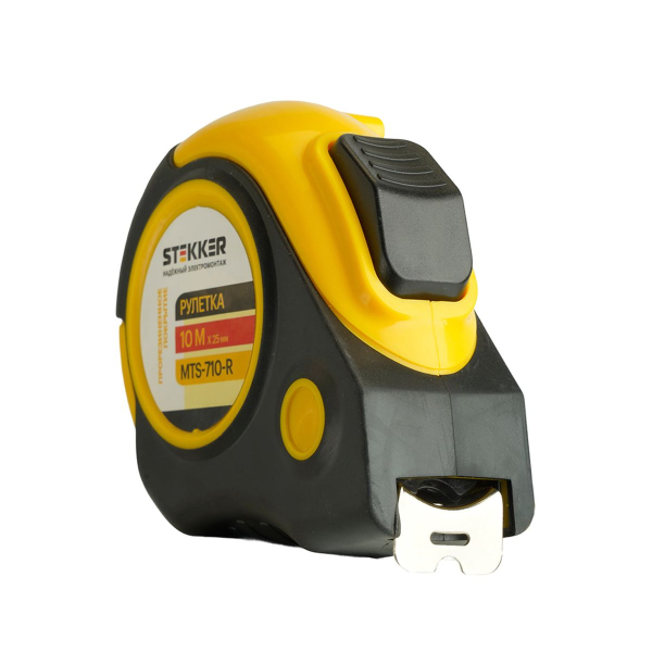 Рулетка, 10 м х 25 мм, прорезиненное покрытие, II класс точности, автостоп MTS-710-R 50204