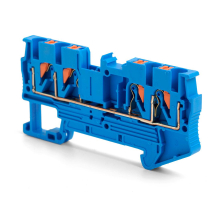 Зажим пружинный, 4-проводной проходной ЗНИ - 2,5 ,JXB PT 2,5 , синий LD574-2-25