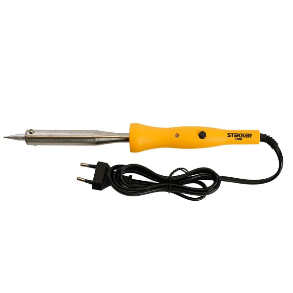 Паяльник 100W с кнопкой вкл., нихромовый нагреватель, долговечное жало, 230В PLE201- 100 49803