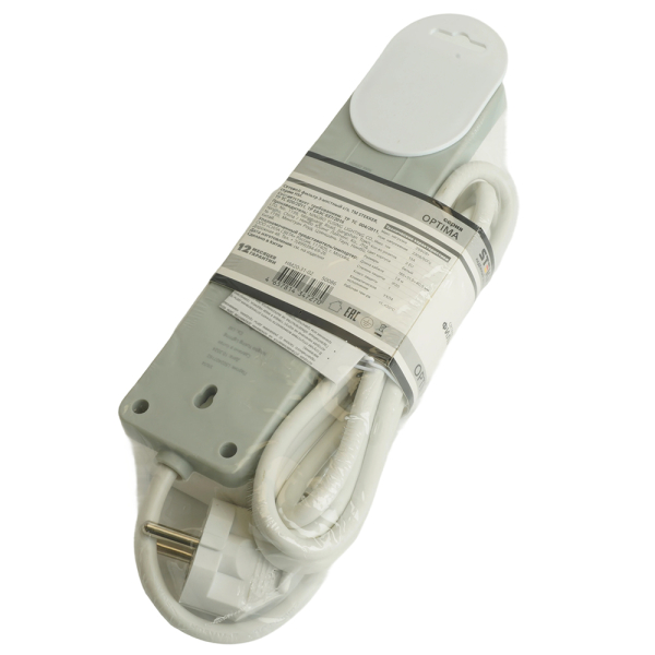 Сетевой фильтр 3-местный с/з STEKKER HM20-31-02 3x1мм2, 1,8 м, серия Optima, белый