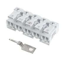 Клемма монтажная с/з STEKKER для подключения фазных проводников, 5 контактных групп (3 ввода, 3 вывода на полюс), LD294-5105