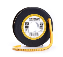 Кабель-маркер '9' для провода сеч. 6мм2 STEKKER CBMR40-9 , желтый, упаковка 500 шт