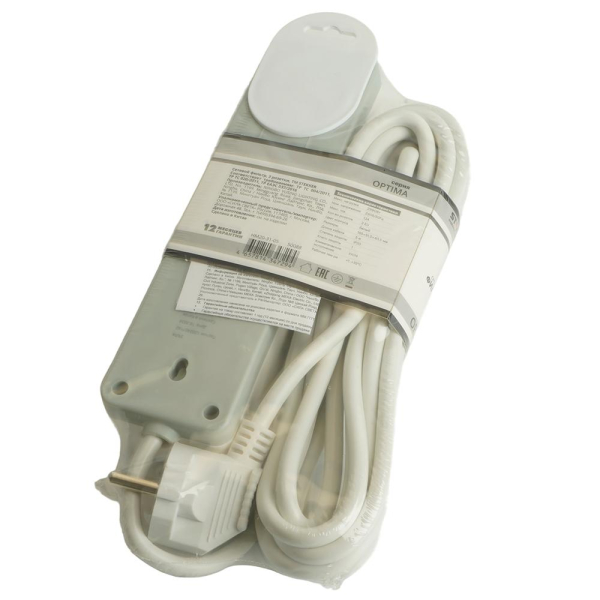 Сетевой фильтр 3-местный с/з STEKKER HM20-31-05 3x1мм2, 5 м, серия Optima, белый