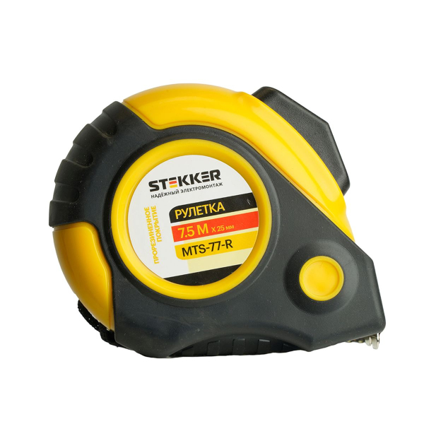 Рулетка, 7,5 м х 25 мм, прорезиненное покрытие, II класс точности, автостоп MTS-77-R 50203