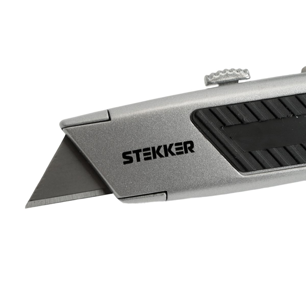 Нож строительно-монтажный с трапециевидным лезвием, 19 мм, 2 лезвия в рукоятке, GS, KMU-13-T 50200