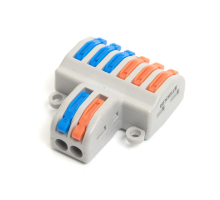 Клемма монтажная д/ подкл. фазн. проводников STEKKER, LD222-426, 2 контактные группы, 1ввод,3вывода на полюс (DIY упак 2 шт)