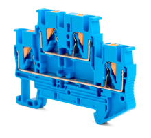 Зажим пружинный, 4-проводной проходной 2 уровня ЗНИ - 2,5 ,JXB PT 2,5 , синий LD575-2-25