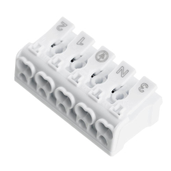 Клемма монтажная STEKKER, LD294-4005, для подключения фазных проводников, 5 контактных групп (3 ввода, 3 вывода на полюс)