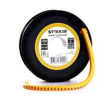 Кабель-маркер '4' для провода сеч. 6мм2 STEKKER CBMR40-4 , желтый, упаковка 500 шт