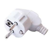 Вилка угловая с/з STEKKER, PPG16-41-202, пластик, 250В, 16A, IP20, белый