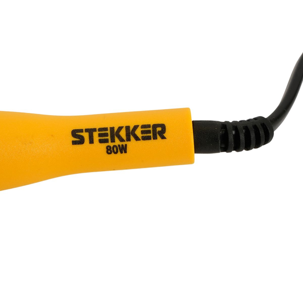 Паяльник 80W с кнопкой вкл., нихромовый нагреватель, долговечное жало, 230В PLE201- 80 49802