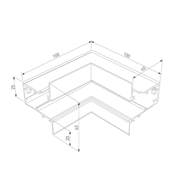 Коннектор угловой для встраиваемого шинопровода Elektrostandard Slim Magnetic 85093/11 a062188